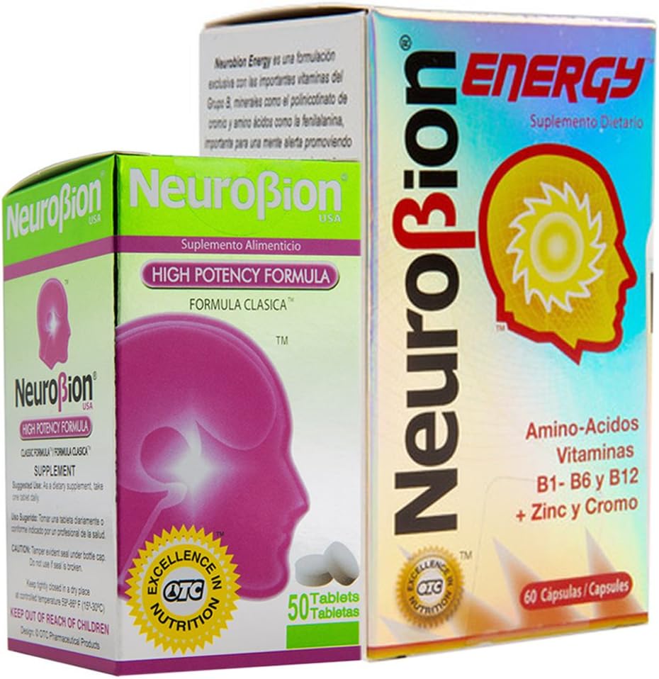 Neurobion Energy and High Potency Dietary Supplement with Amino Acids, Vitamins B1-B6, B12, and Zinc