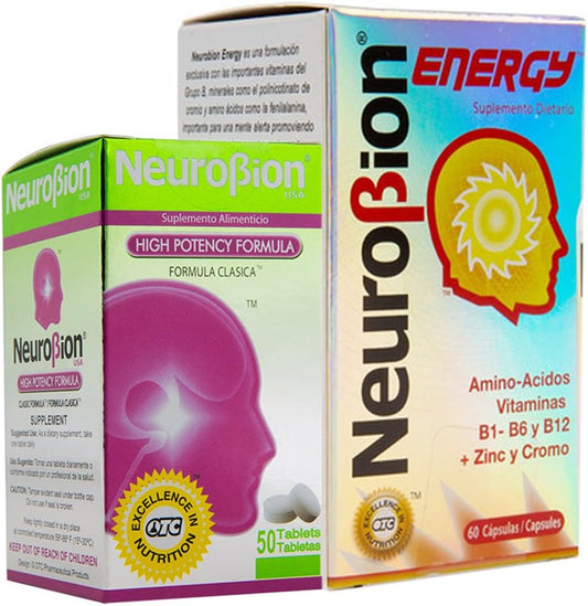 Neurobion Energy and High Potency Dietary Supplement with Amino Acids, Vitamins B1-B6, B12, and Zinc