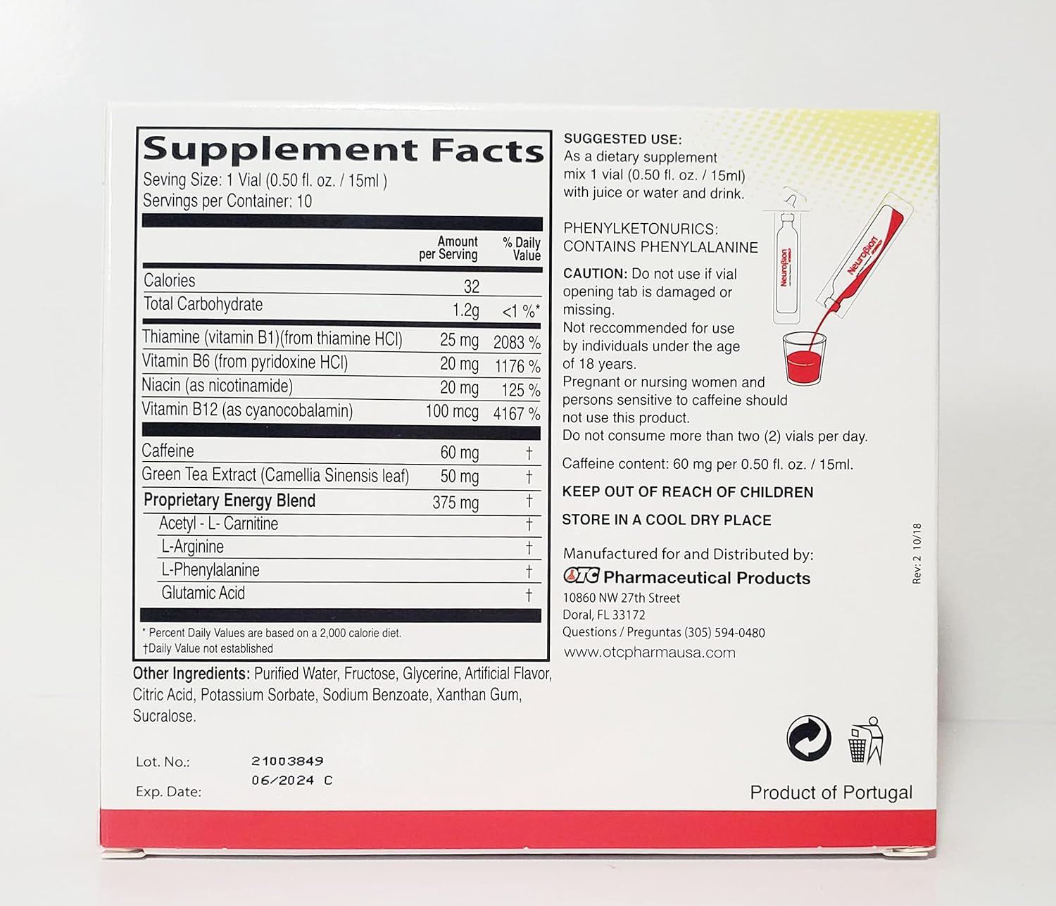 Neurobion Energy Liquid Dietary Supplement - 10 Vials, 150 ml Each