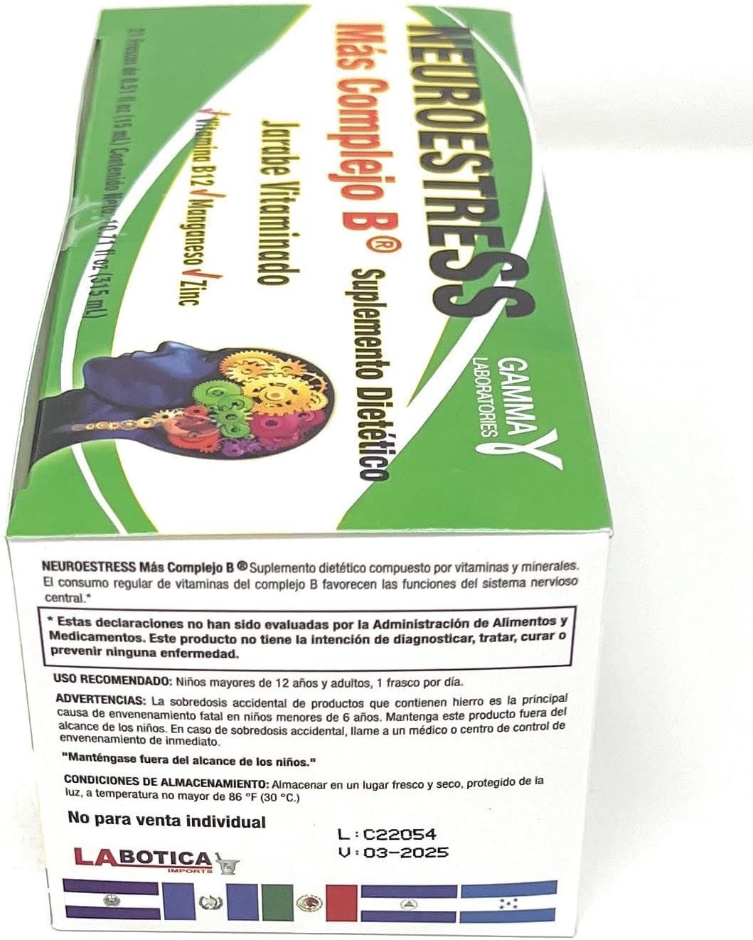 Neuroestress Vitaminized Syrup with Vitamin B12, Manganase, and Zinc - Pack of 21 Bottles - 0.51 Fl Oz Each