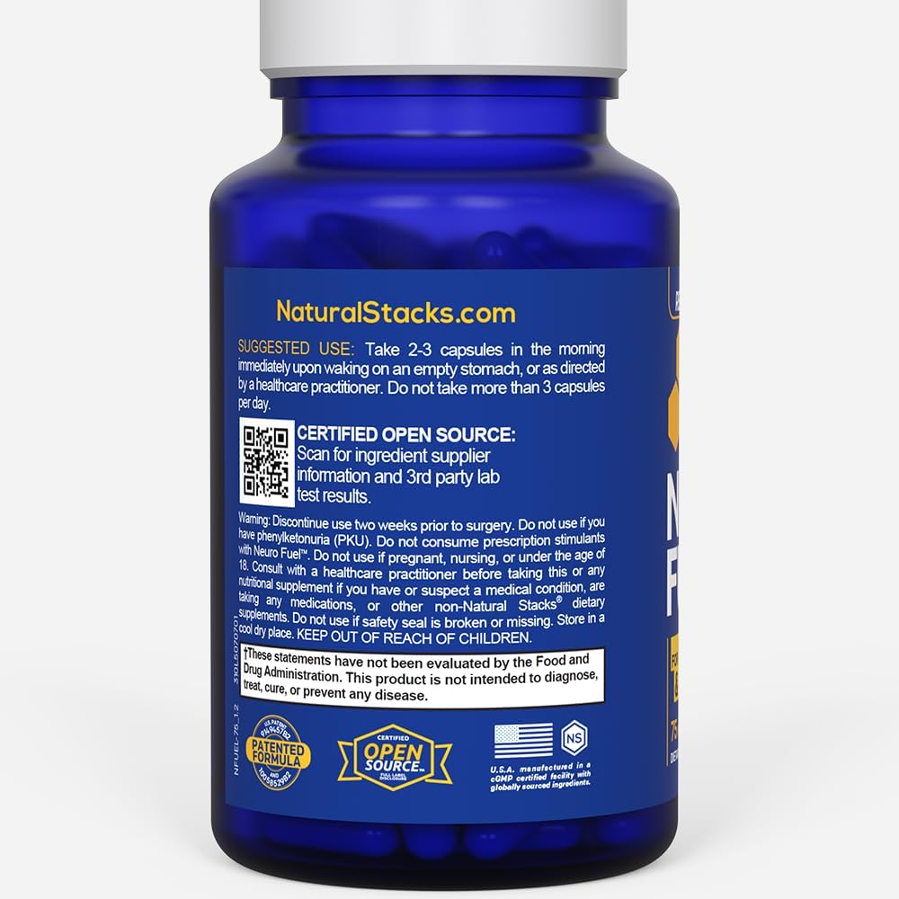 NeuroFuel Nootropic Brain Support Supplement with L-Carnitine & L-Phenylalanine - Memory and Focus Pills - 75 Count