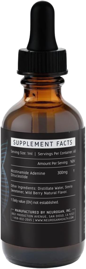 Neurogan NAD+ Liposomal Drops | Cellular & Immune Support | 300mg per Serving, 18,000mg Total | Nicotinamide Adenine Dinucleotide