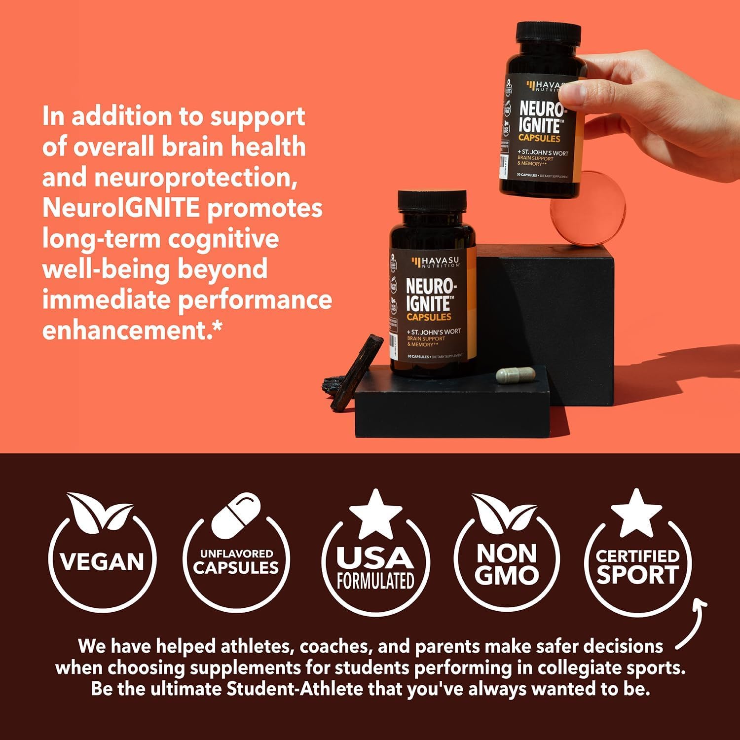 NeuroIGNITE Brain Supplement - Cognitive Support with Nootropics - 30 Count - Memory & Focus - Non-GMO Capsules - 1-Month Supply