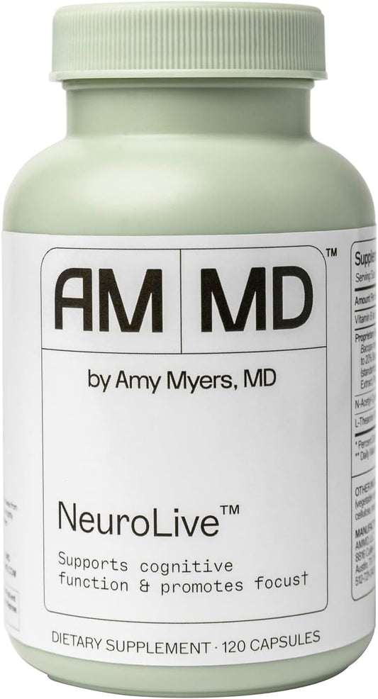 NeuroLive Brain Cell Membrane Supplement with Vitamin B6 & Ginkgo - Support Healthy Brain Tissue & Blood Flow - 120 Capsules