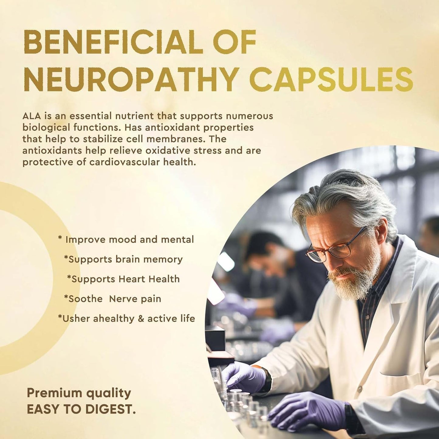 Neuropathy Support Supplement with Alpha Lipoic Acid - Nerve Savior Capsules for Peripheral Relief - 120 Count