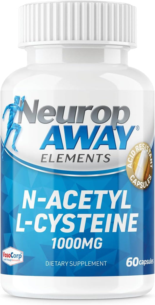 NeuropAWAY Elements N-Acetyl L-Cysteine 1000mg 60ct Acid Resistant Capsules - 60 Capsules per Bottle