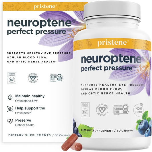 Neuroptene Eye Pressure Support Supplement with Bilberry, Saffron, Niacinamide, and CoQ10 - Promotes Healthy Optic Nerve and Retinal Blood Flow - 60 Capsules