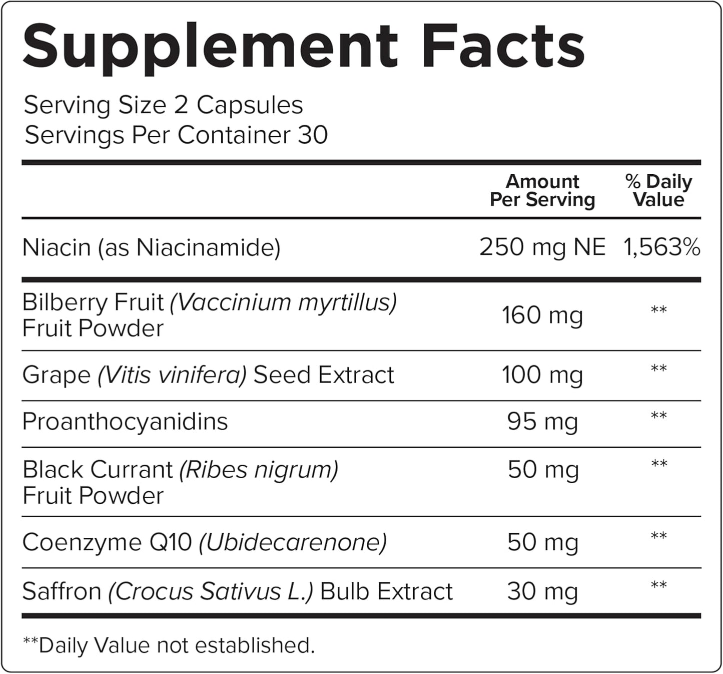 Neuroptene Eye Pressure Support Supplement with Bilberry, Saffron, Niacinamide, and CoQ10 - Promotes Healthy Optic Nerve and Retinal Blood Flow - 60 Capsules
