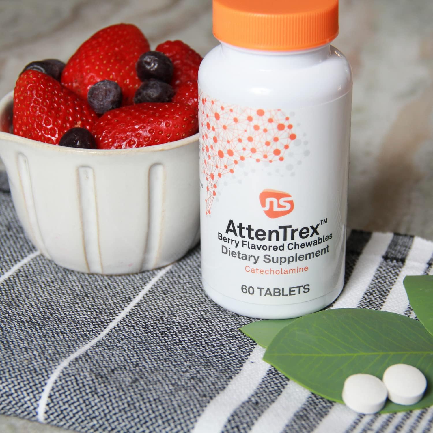 NeuroScience AttenTrex Brain Energy & Focus Supplement - Supports Brain Health & Optimal Attention - Berry Flavor Chewable Tablets for Adults, Teens & Children - Tackle Tasks Efficiently