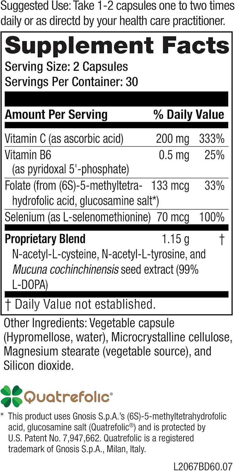NeuroScience Balance D Mood Support Supplement - Energy, Focus, Brain Health - Vitamin B6, Folate - Aid Dopamine Synthesis for Craving Control & Cognition - 60 Capsules