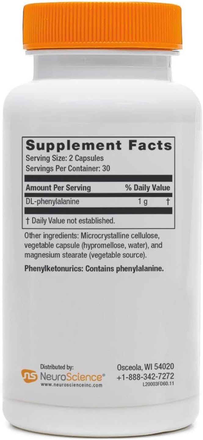 NeuroScience Focus DL Brain Supplements - Memory & Focus Support - 500mg Amino Acid - Attention & Productivity - 60 Capsules