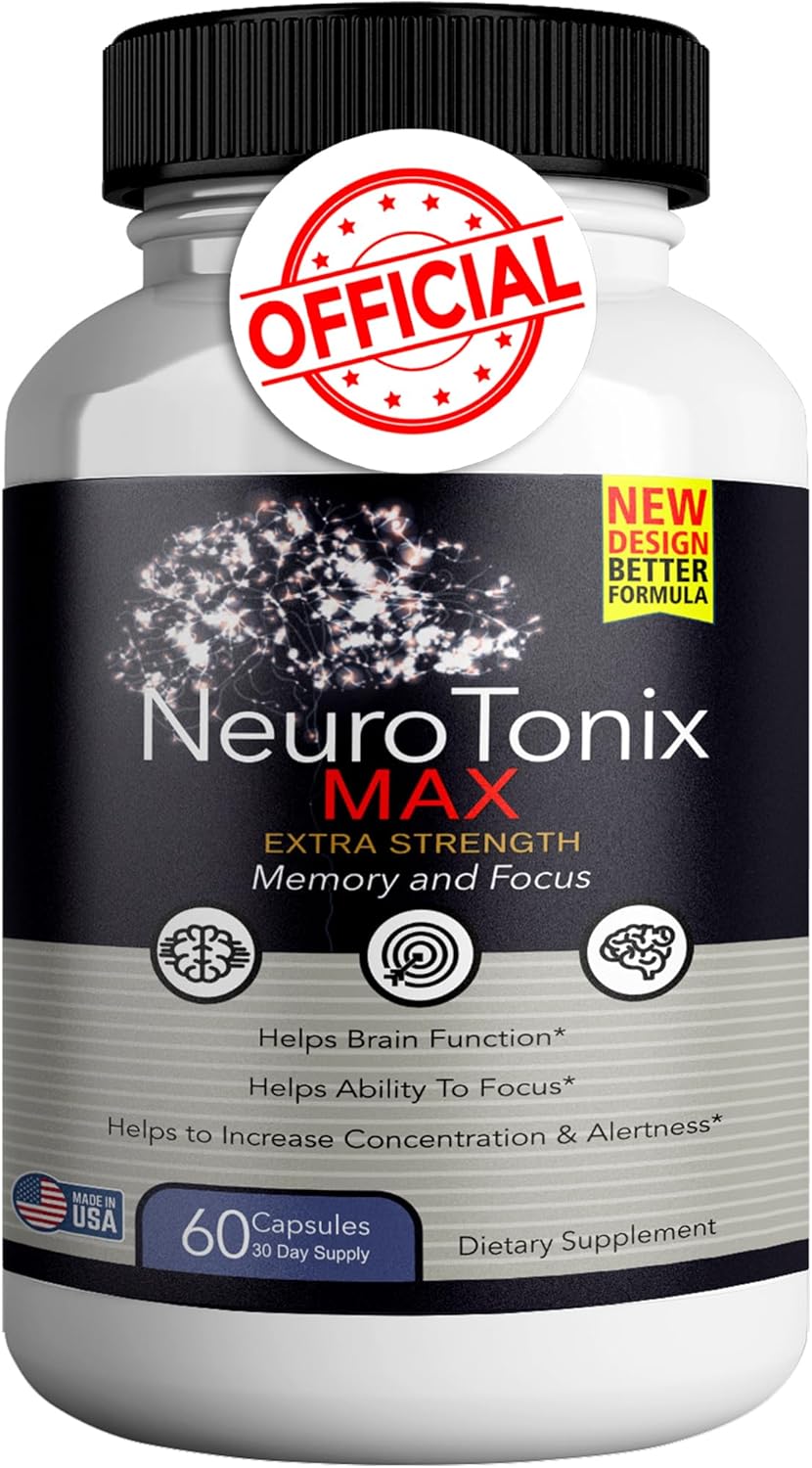 NeuroTonix Brain Support Supplement - Improve Memory & Focus, Clear Brain Fog - 60 Natural Capsules for Healthy Brain Function