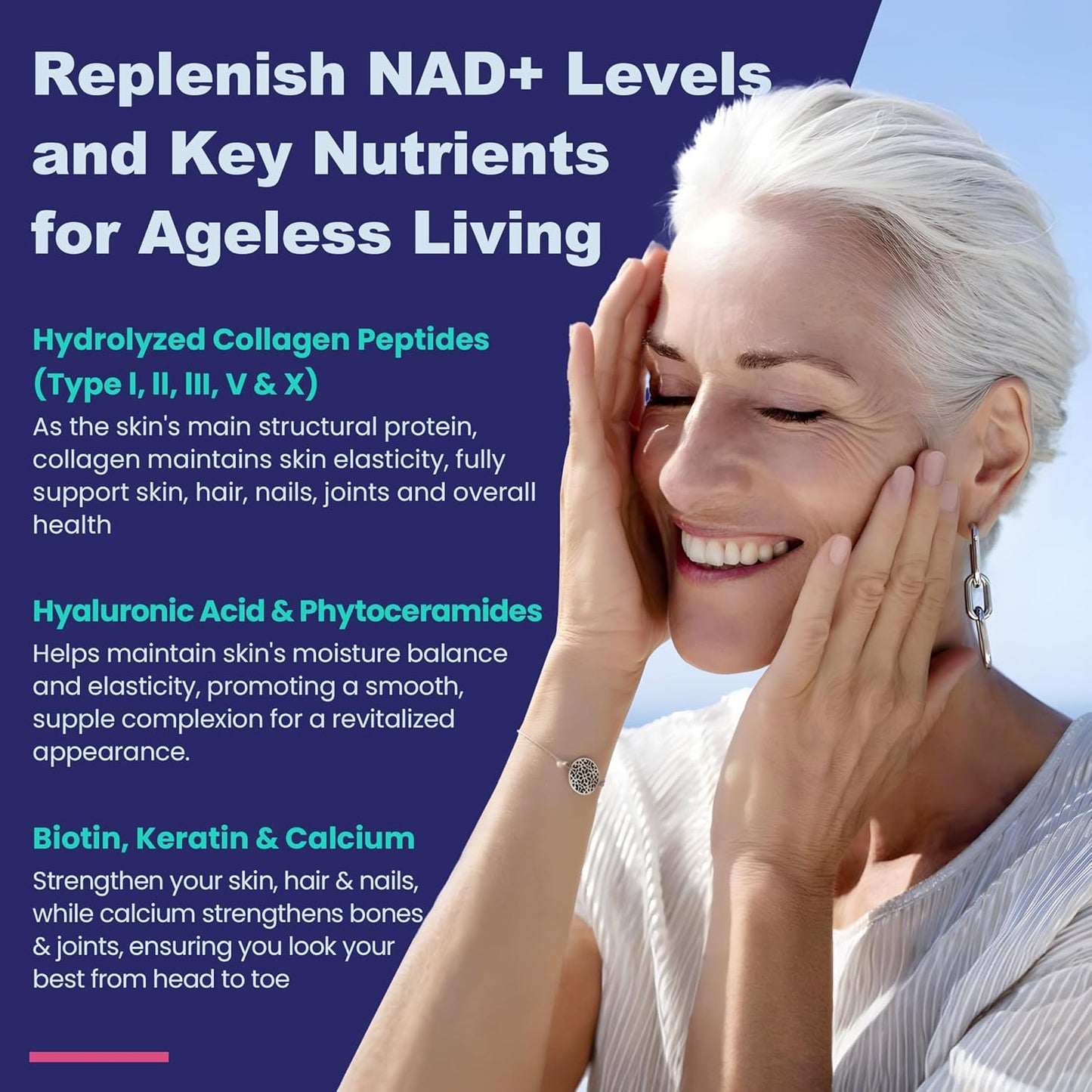 NEVISS Nicotinamide 500mg Gummies with Collagen Peptides for Healthy Aging, NAD+ Boost, and Brain Health, 120 Count