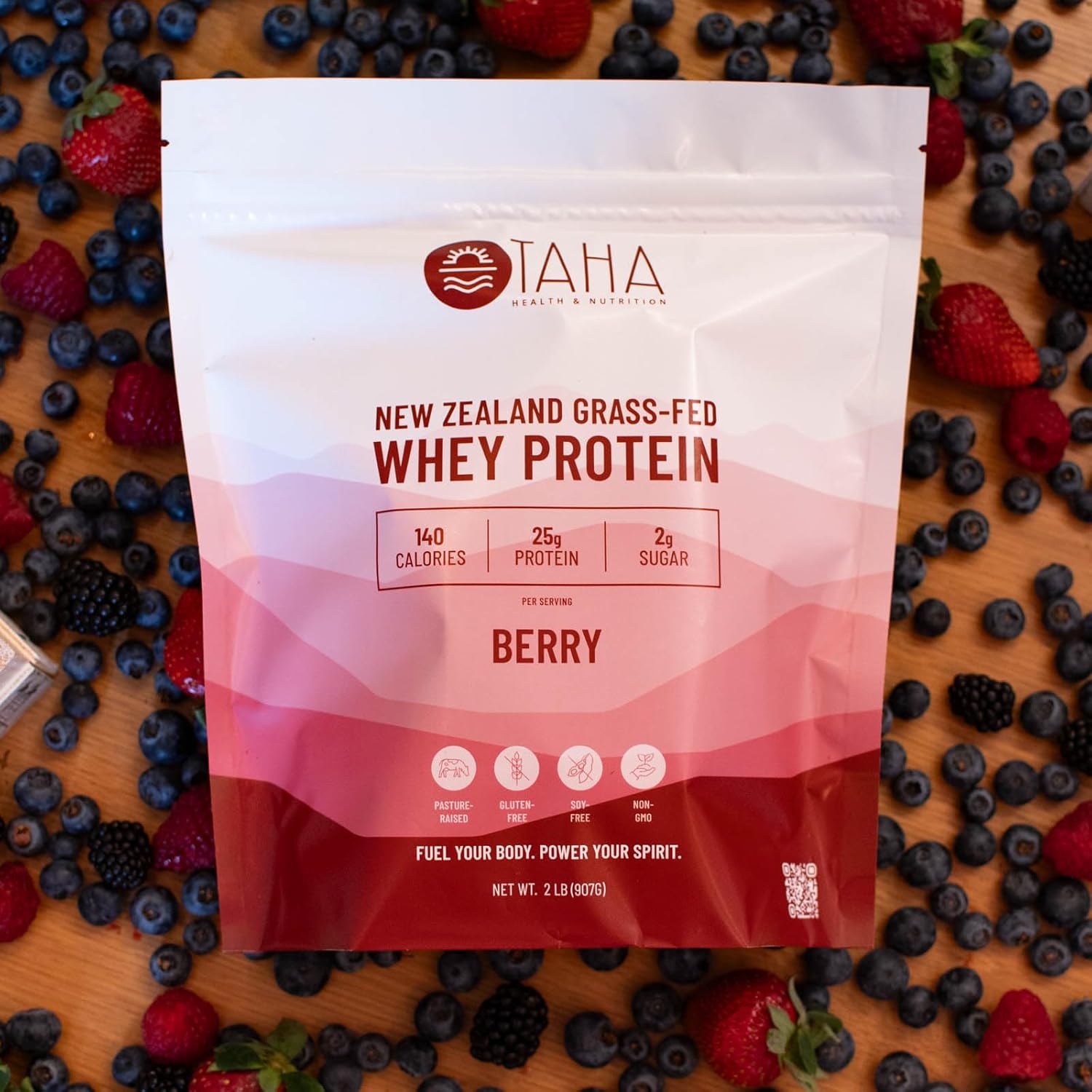 New Zealand Grass-Fed Whey Protein Powder, Berry Flavor, 25g Protein, 140 Calories, 2g Sugar - Gluten-Free, Soy-Free, Keto, Kosher - 2LB