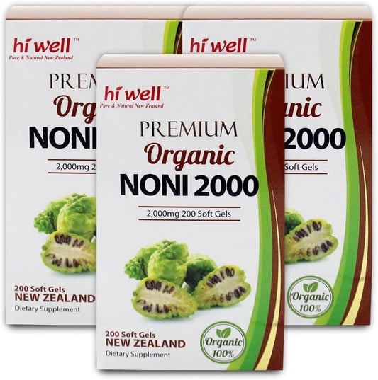 New Zealand Noni 2000 Softgels - Pure & Natural Pack of 3 by Hi Well