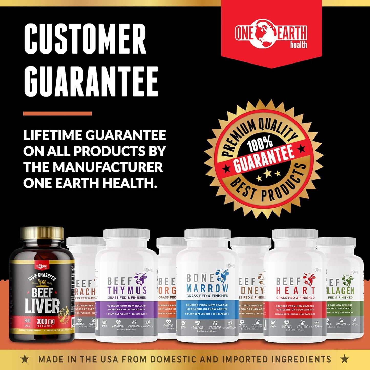 New Zealand Sourced Grass Fed Beef Kidney Supplement (200 Count) for Kidney and DAO Health Support by One Earth Health