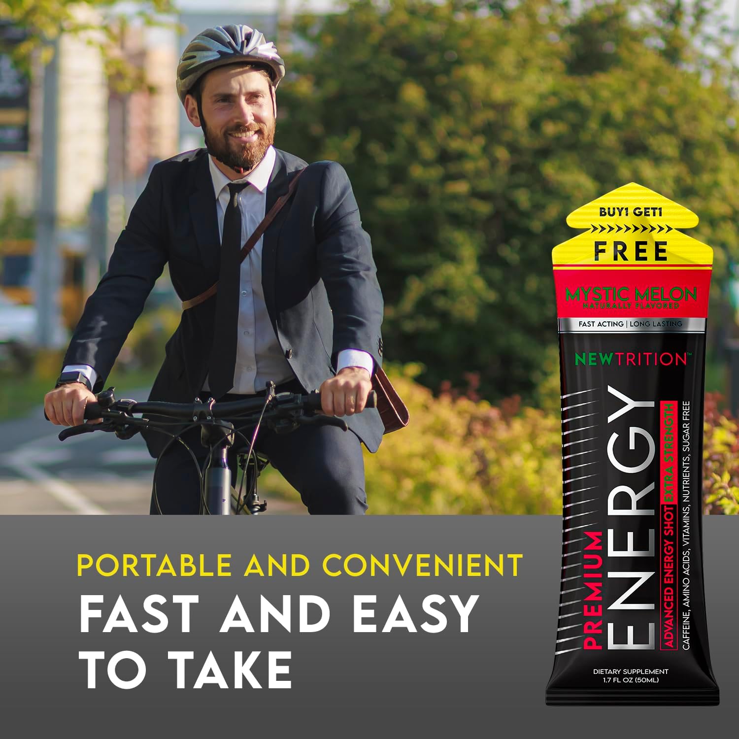 Newtrition Extra Strength Raspberry Energy Shots - 4 Count, Sugar-Free with Vitamin B & Amino Acids, 1.7 fl oz