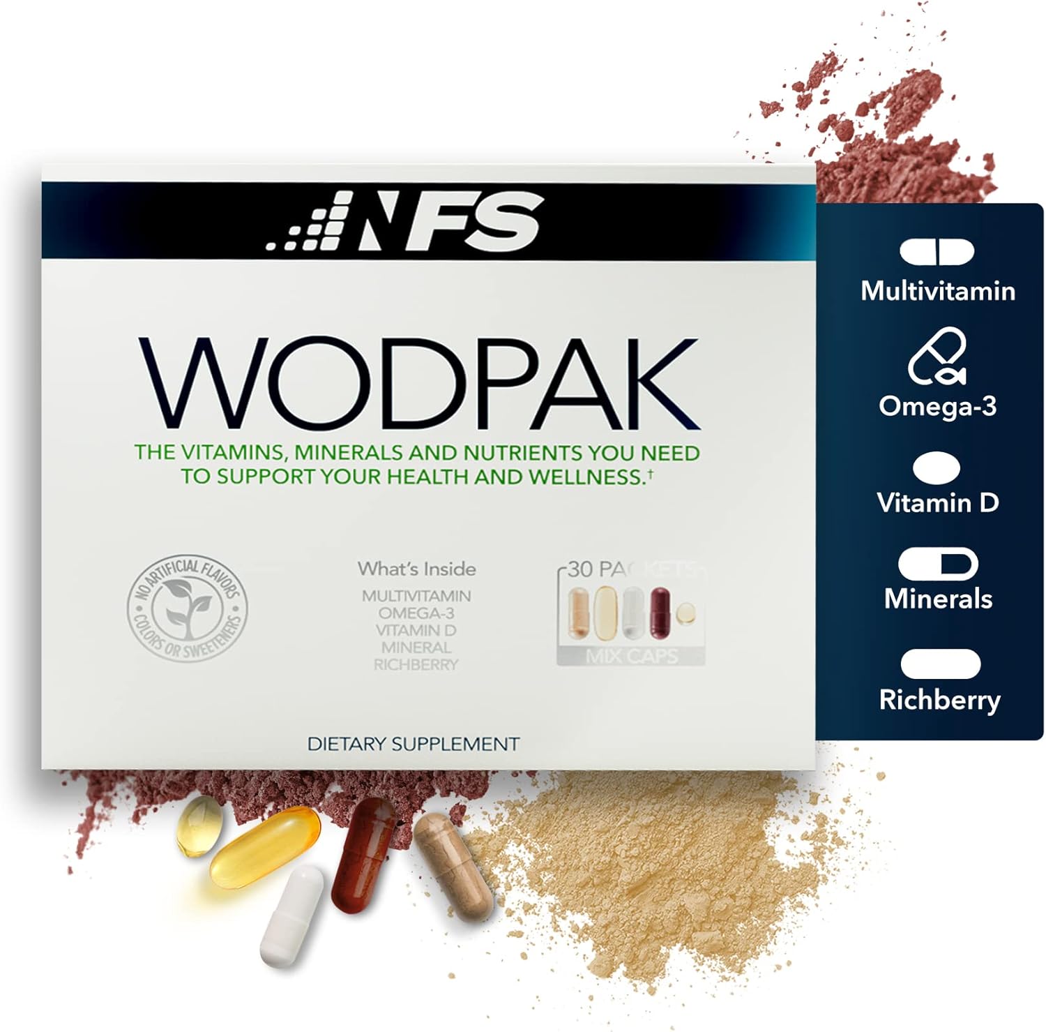 NF Sports WodPak Berry Multivitamin Soft-Gels for Men and Women - Vitamin D3, Zinc, Omega 3 - 30 Servings