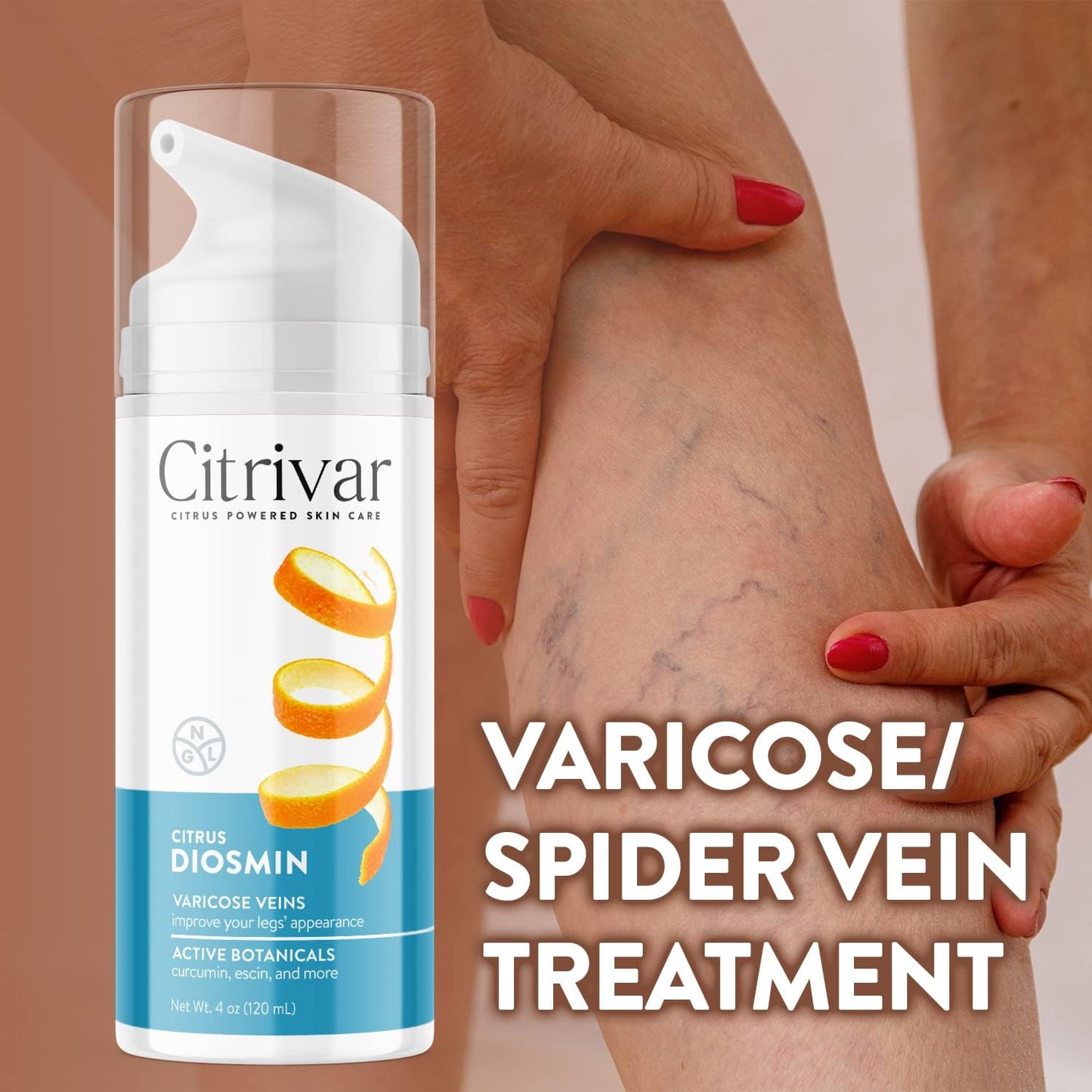 NGL Citrivar Leg Cream - Mint Tonifier with Diosmin, Butcher's Broom, Aescin, Rutin, Curcumin - 120 mL