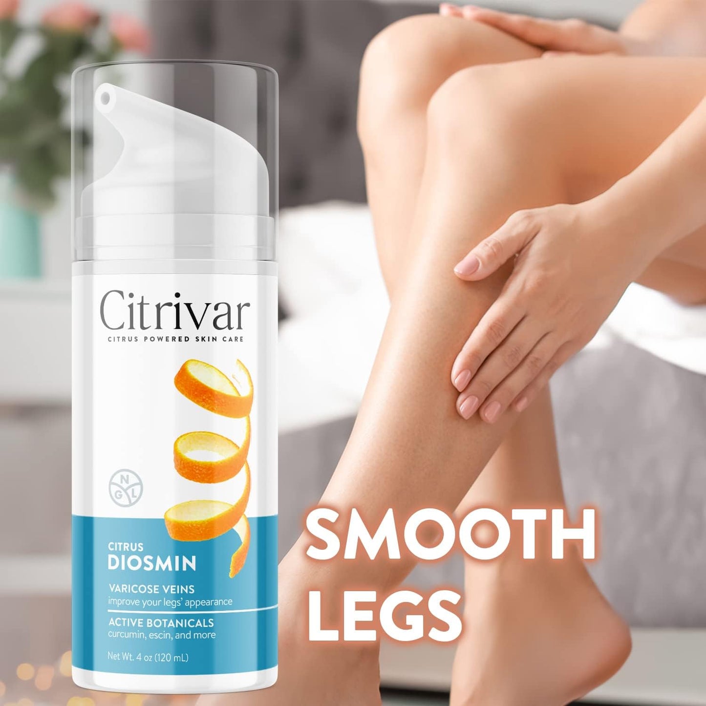 NGL Citrivar Leg Cream - Mint Tonifier with Diosmin, Butcher's Broom, Aescin, Rutin, Curcumin - 120 mL
