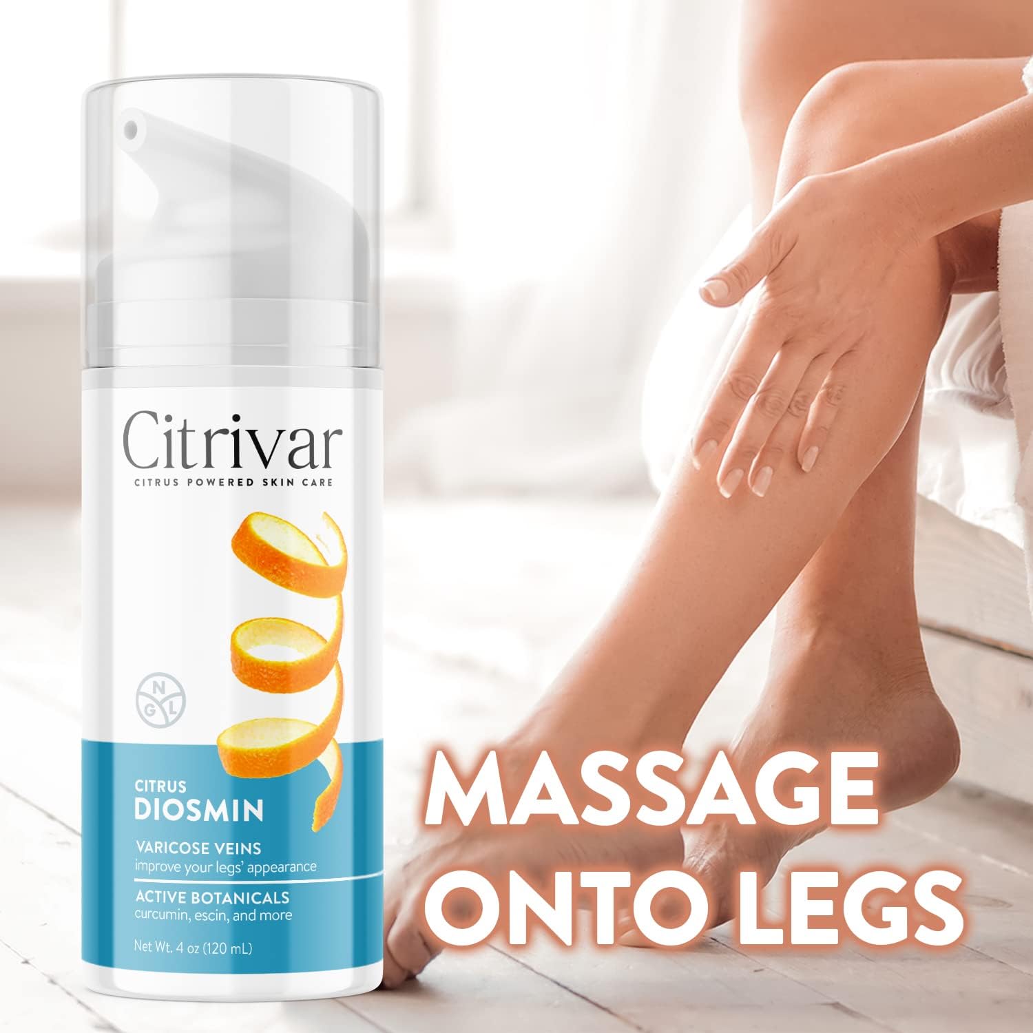 NGL Citrivar Leg Cream - Mint Tonifier with Diosmin, Butcher's Broom, Aescin, Rutin, Curcumin - 120 mL