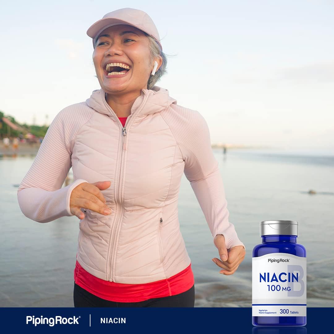 Niacin 100mg Tablets - 300 Count with Flushing | Vegetarian, Non-GMO, Gluten Free