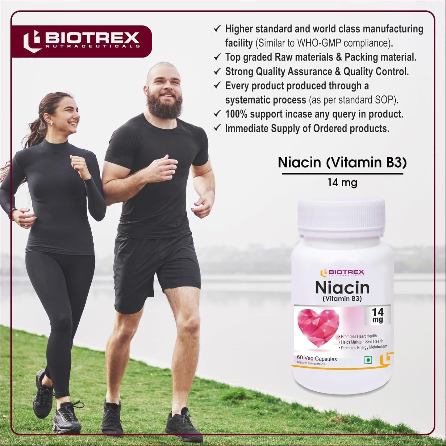 Niacin 14mg Vitamin B3 with Inositol 50mg - 60 Veg Capsules Dietary Supplement