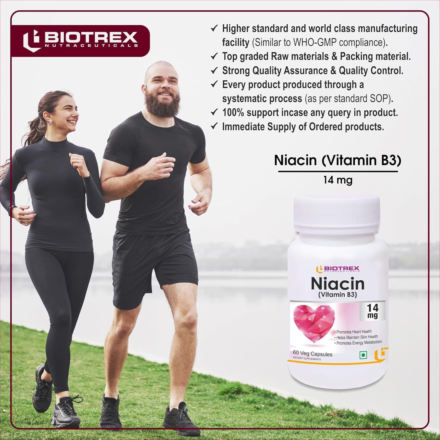 Niacin 14mg Vitamin B3 with Inositol 50mg - 60 Veg Capsules Dietary Supplement