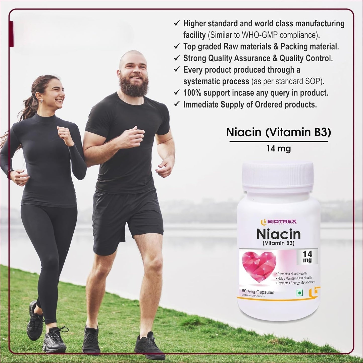 Niacin 14mg Vitamin B3 with Inositol 50mg Supplement - 60 Veg Capsules by AKSHAR LLC