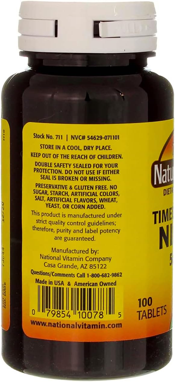 Niacin Timed Release Tablets 500mg - 200 Count - Nature's Blend - 2 Pack