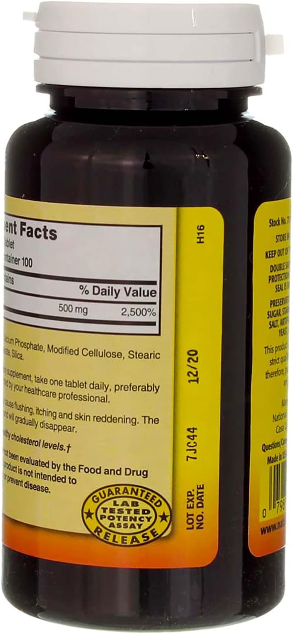 Niacin Timed Release Tablets 500mg - 200 Count - Nature's Blend - 2 Pack