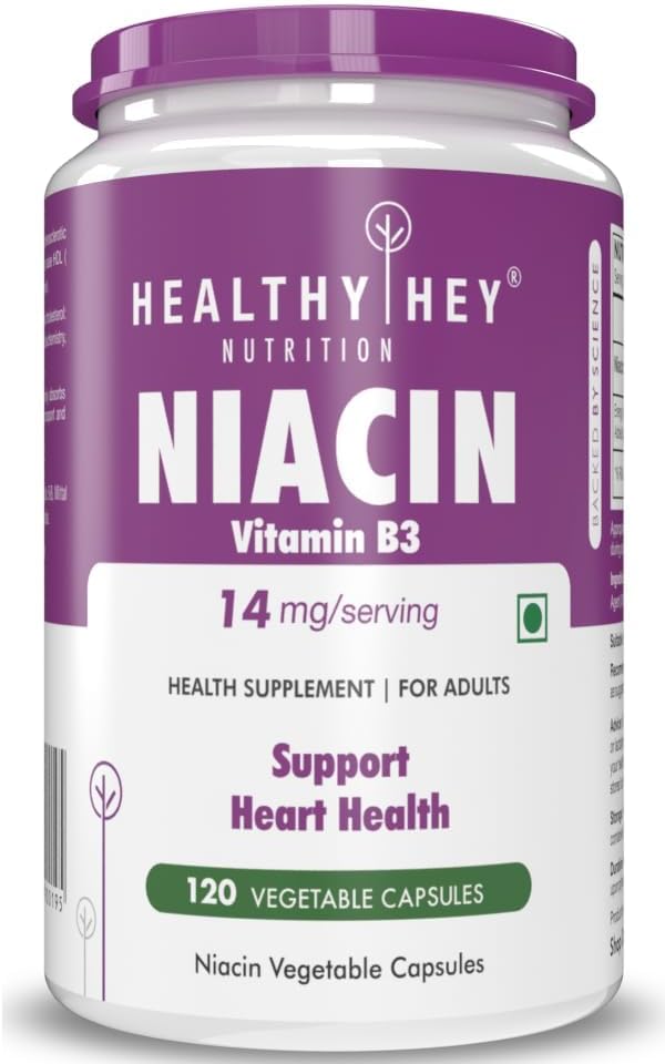 Niacin Vitamin B3 Supplement - 120 Vegetarian Capsules for General Nutrition