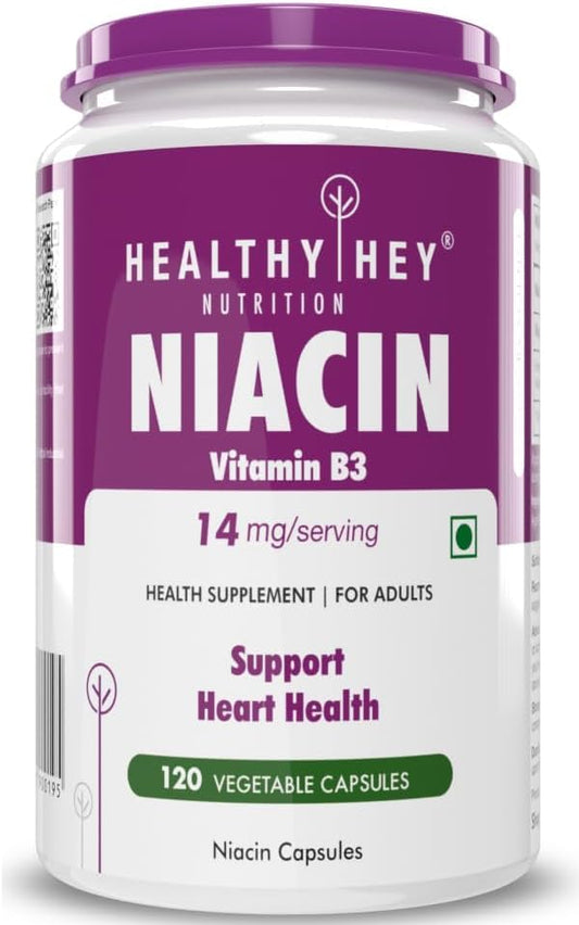 Niacin Vitamin B3 Supplement 120 Vegetarian Capsules - High Quality & Affordable