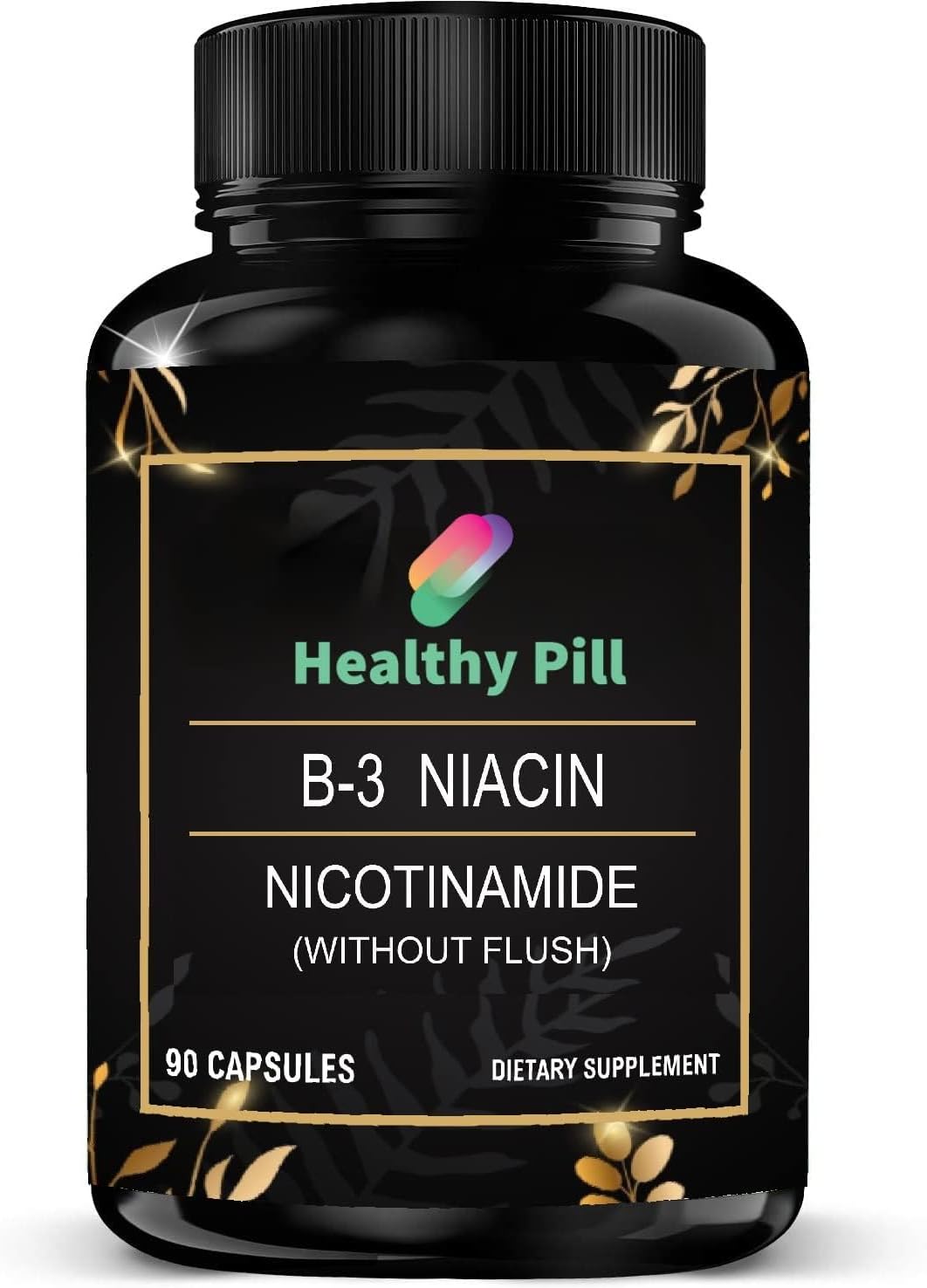 Niacin Vitamin B3 Supplement for Healthy Hair Skin Nails Energy Support - 90 Capsules Non-GMO Vegetarian