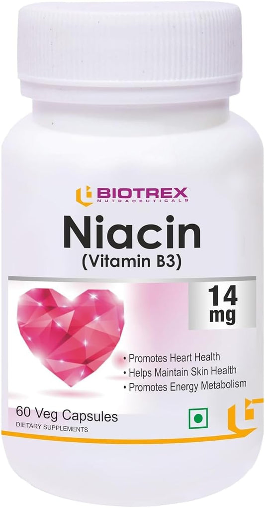 Niacin Vitamin B3 with Inositol Supplement - 60 Veg Capsules (14mg Niacin, 50mg Inositol)
