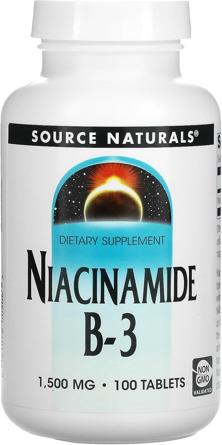 Niacinamide 1500mg Vitamin B-3 Timed Release Energy Support - 100 Tablets by Source Naturals