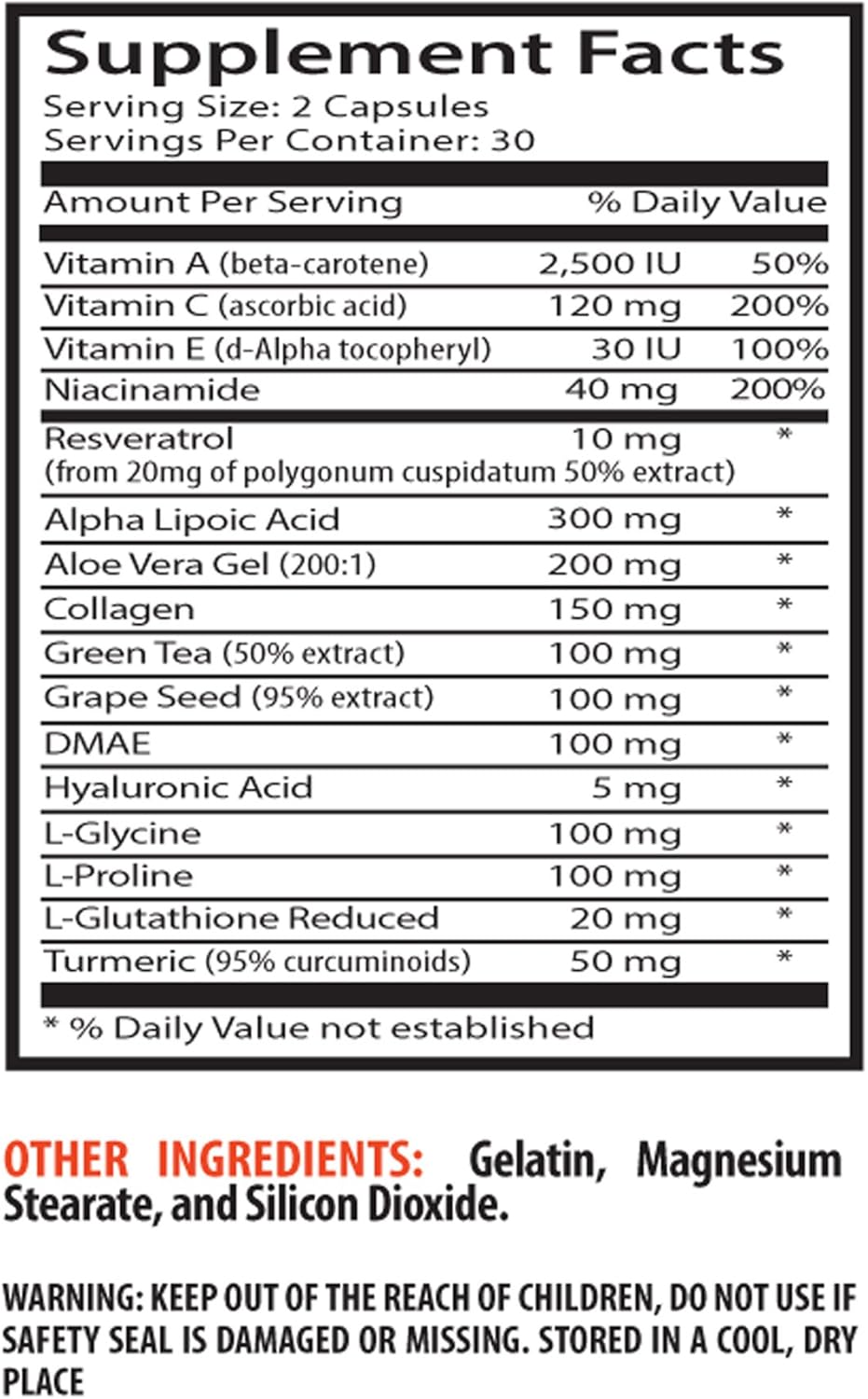 Niacinamide and Vitamin C Anti-Wrinkle Supplement - Collagen Boosting Pills for Wrinkle Prevention and Youthful Skin - 60 Capsules