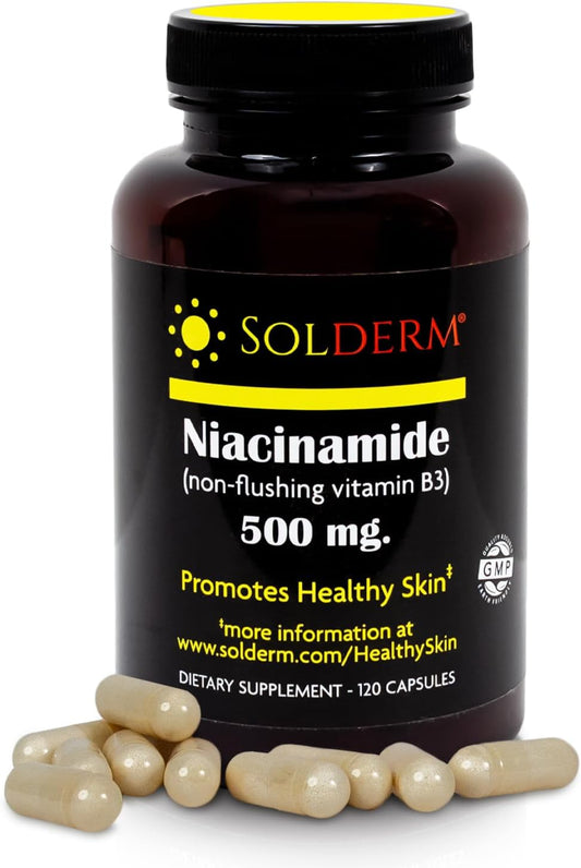 Niacinamide Vitamin B3 Supplement 500mg | Non-Flushing Capsules | Vegetarian & Gluten-Free | Skin Health Support | 120 Tablets