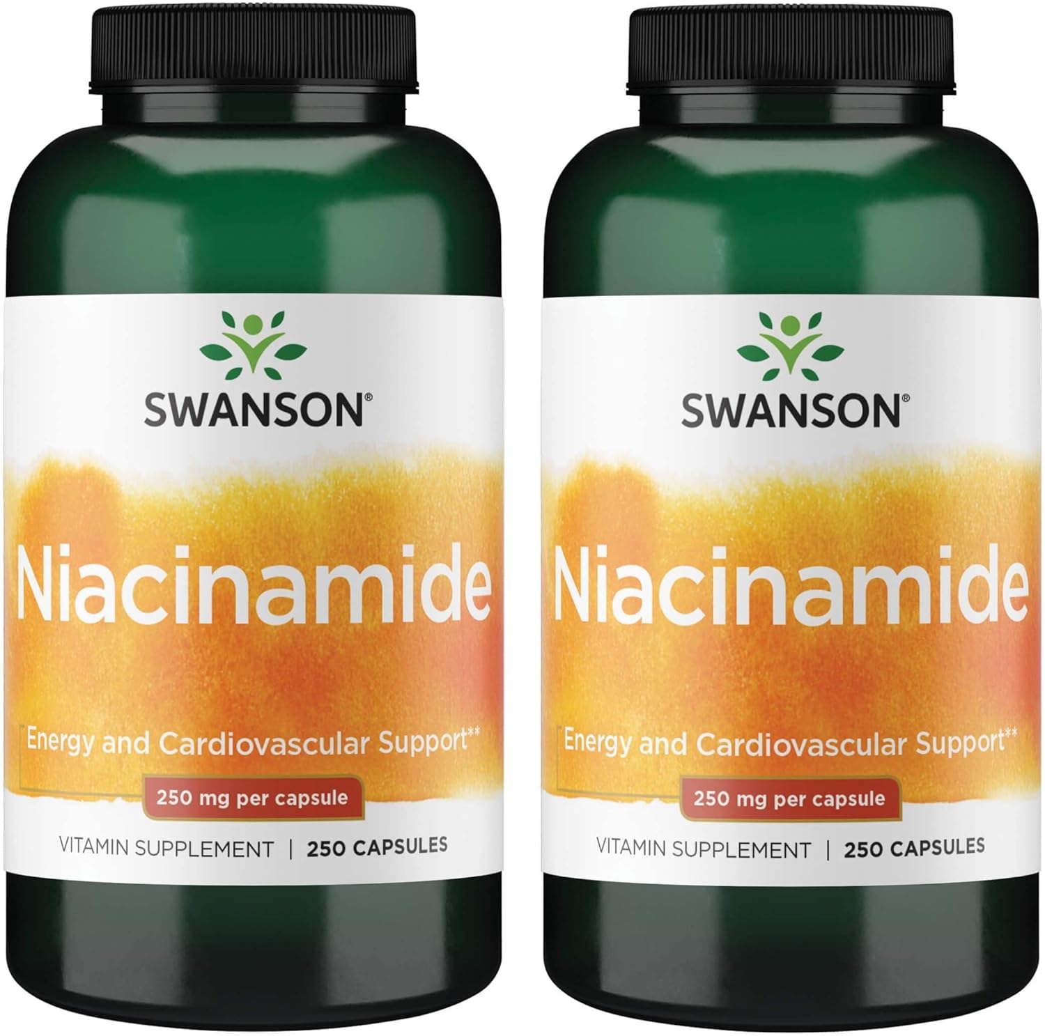 Niacinamide Vitamin B3 Supplement for Heart Health & Joint Function - 500 Capsules, 250mg - Energy Support - 2 Pack