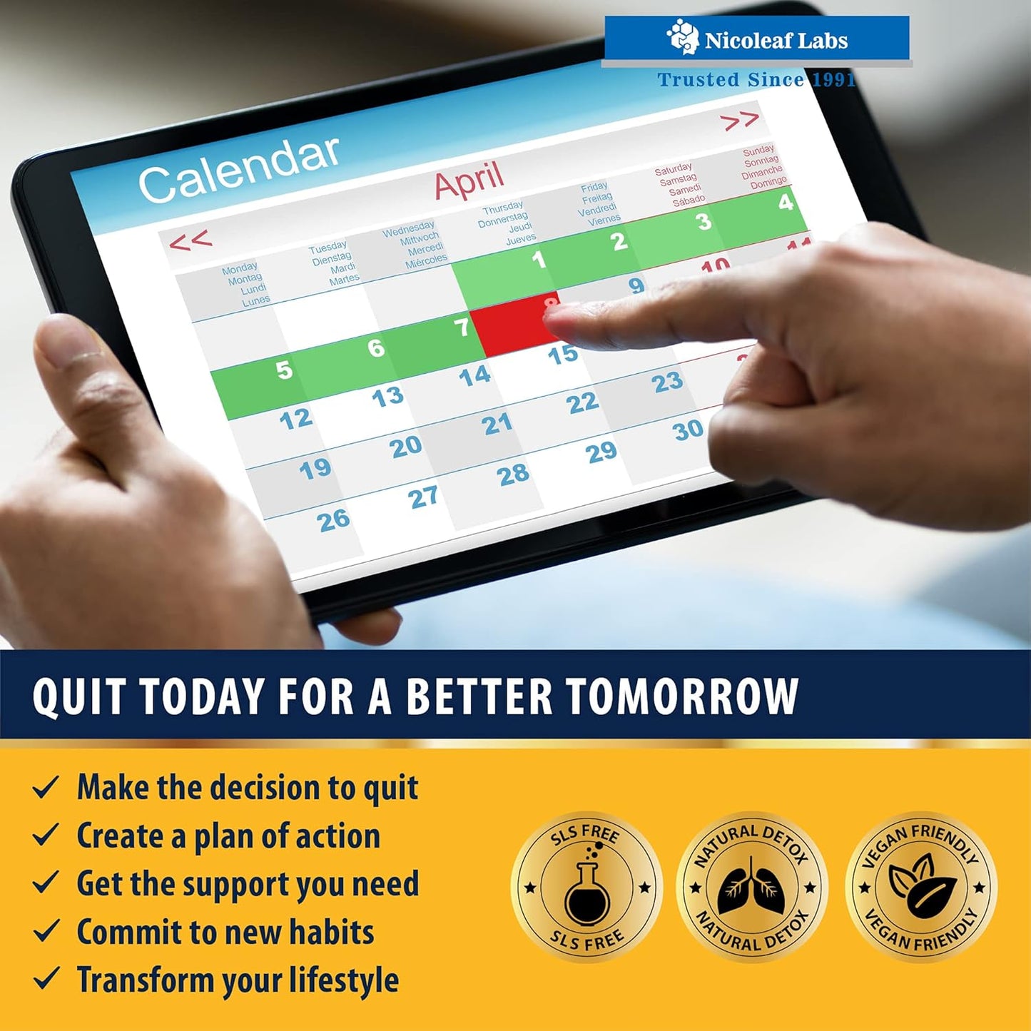 NICOLEAF LABS Smoker's Cleanse - USA-Made Quit Smoking Aid & Lung Detox Supplement - All-Natural Respiratory Support for Smokers - Vegan-Friendly, 60 Capsules