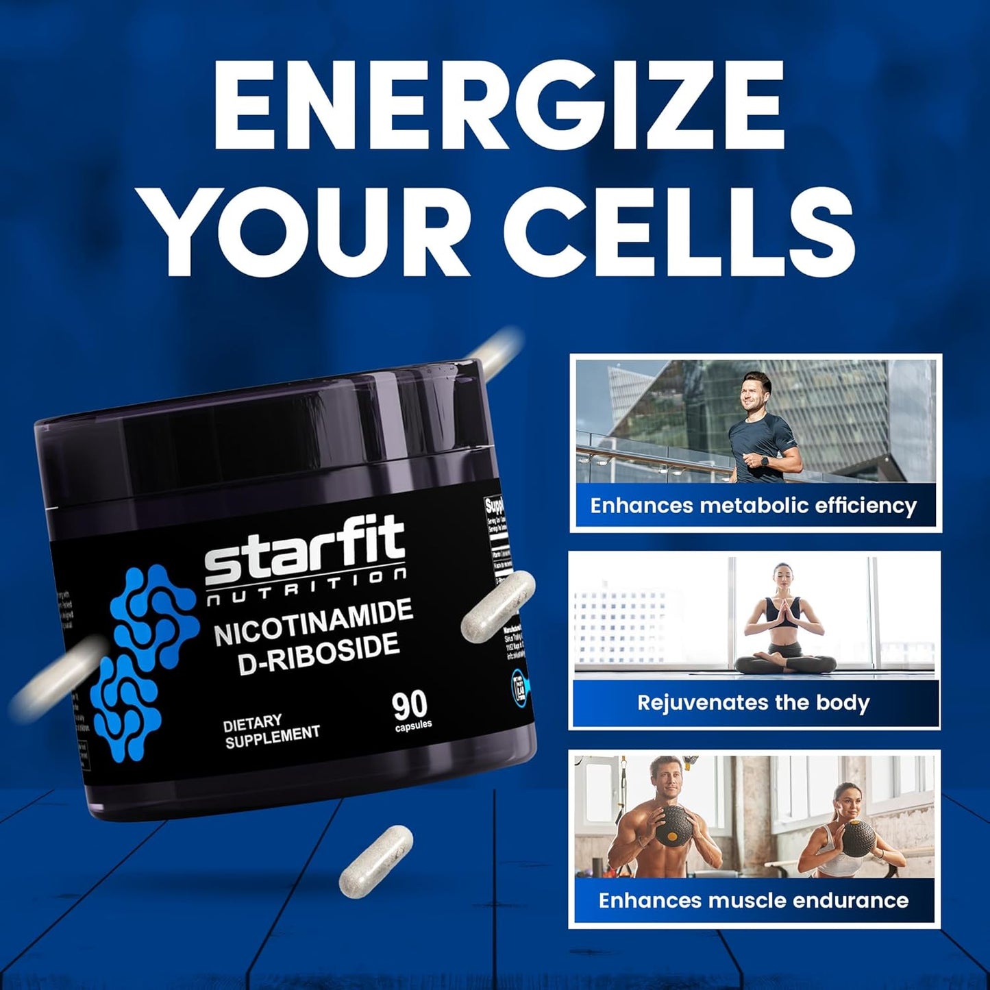 Nicotinamide Riboside Supplement for Boosting NAD+ Levels, Energy, Focus, and Metabolism Support