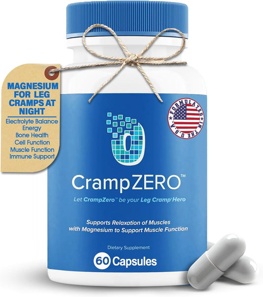 Night Leg Cramps Relief: Potassium Magnesium Supplement with Calcium and Vitamin D3 - 60 Capsules for Muscle Relaxation and Function