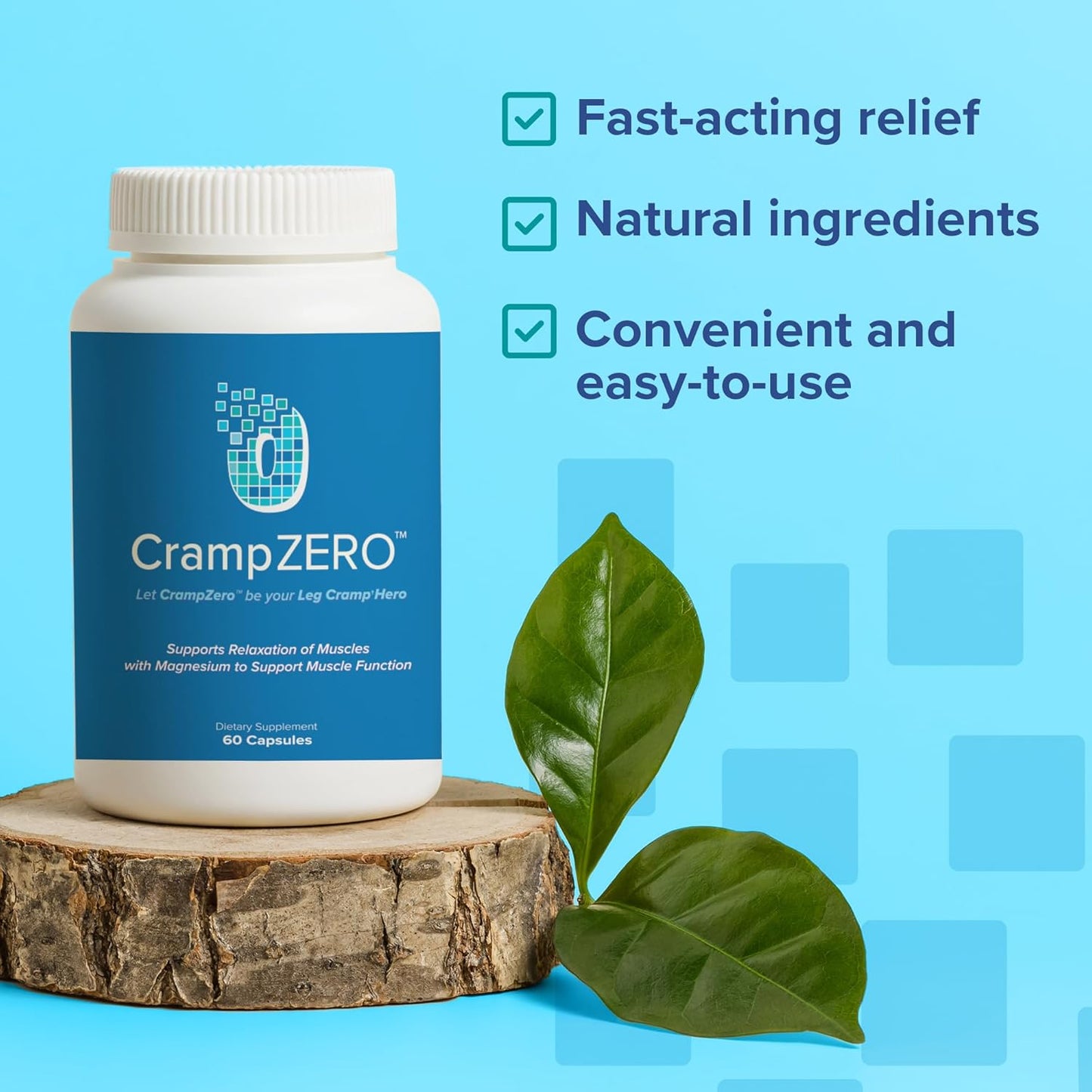 Night Leg Cramps Relief: Potassium Magnesium Supplement with Calcium and Vitamin D3 - 60 Capsules for Muscle Relaxation and Function