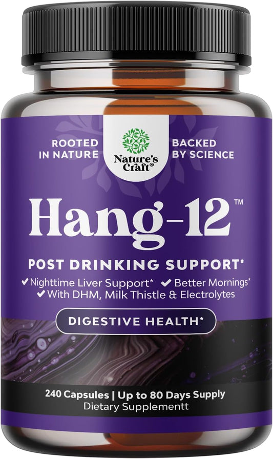 Nighttime Liver Detox & Hydration Supplement - DHM, Milk Thistle, Electrolytes - 240 Capsules for Pre & Post Drinking Recovery