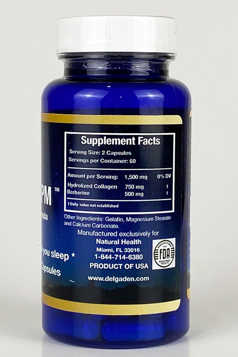 Nighttime Weight Loss Supplement with Hydrolyzed Collagen & Berberine - Delgaden PM (60 Softgels)