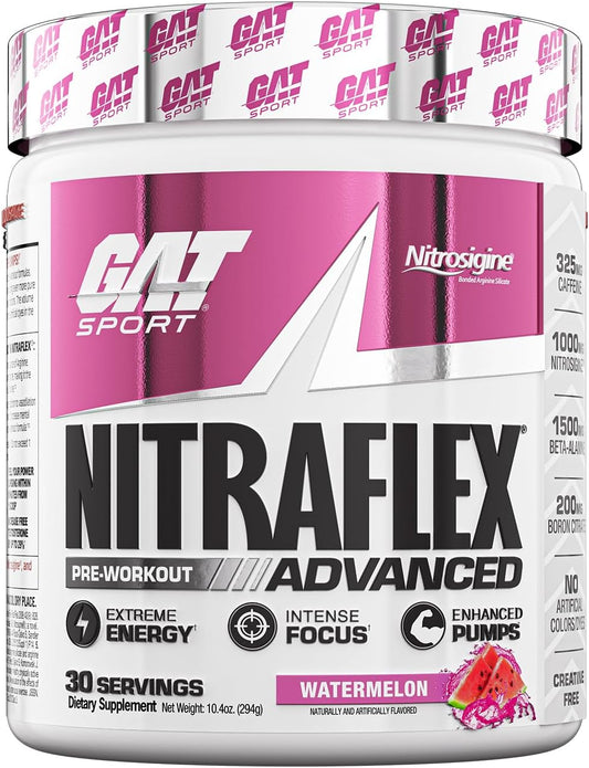 Nitraflex Advanced Pre-Workout Powder - Boosts Energy & Strength, Enhances Exercise Performance - Watermelon Flavor, 30 Servings
