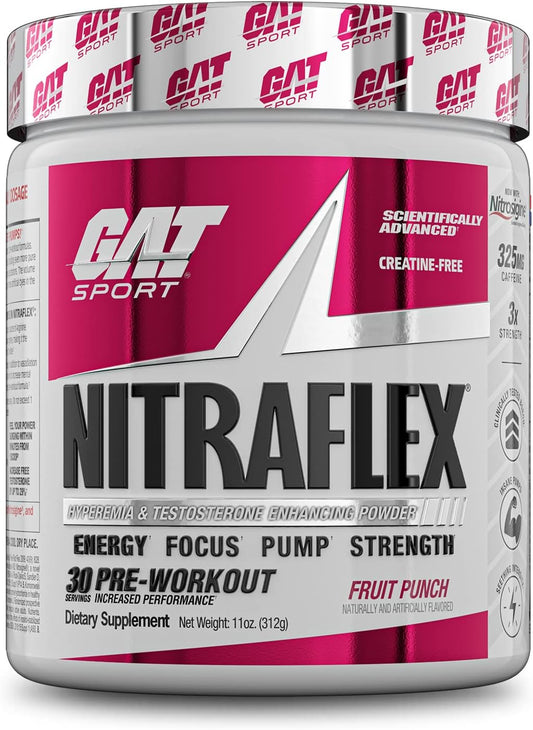 Nitraflex Advanced Pre-Workout Powder - Fruit Punch Flavor, Enhances Blood Flow, Increases Strength and Energy, Enhances Workout Performance, Creatine-Free - 30 Servings