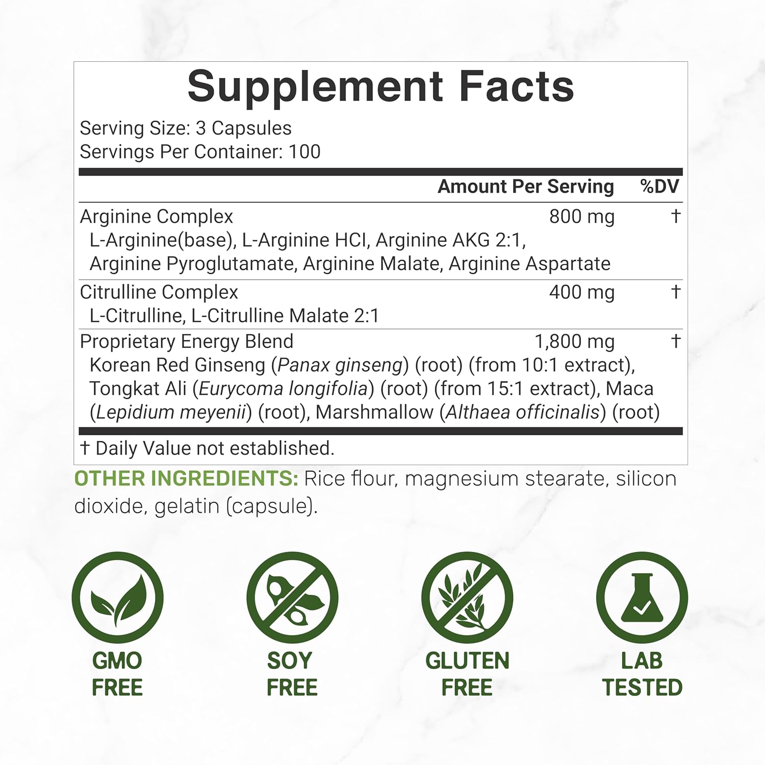 Nitric Oxide Booster Capsules - 12-in-1 Complex with 3,000mg Per Serving - Boosts Energy and Promotes Muscle & Heart Health