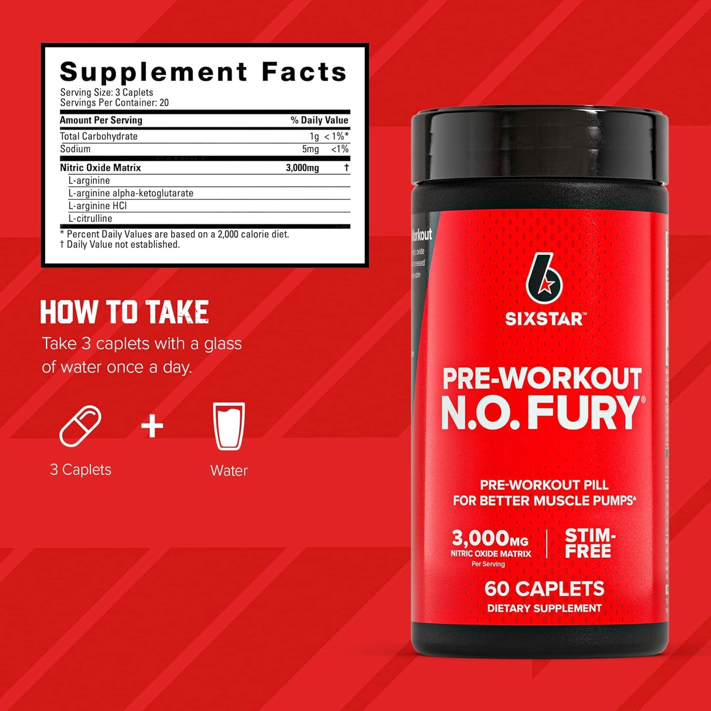 Nitric Oxide Booster Pills for Men & Women - Muscle Pump Pre Workout Supplement (60 Count) - Sports Nutrition for Muscle Building & Energy Boost