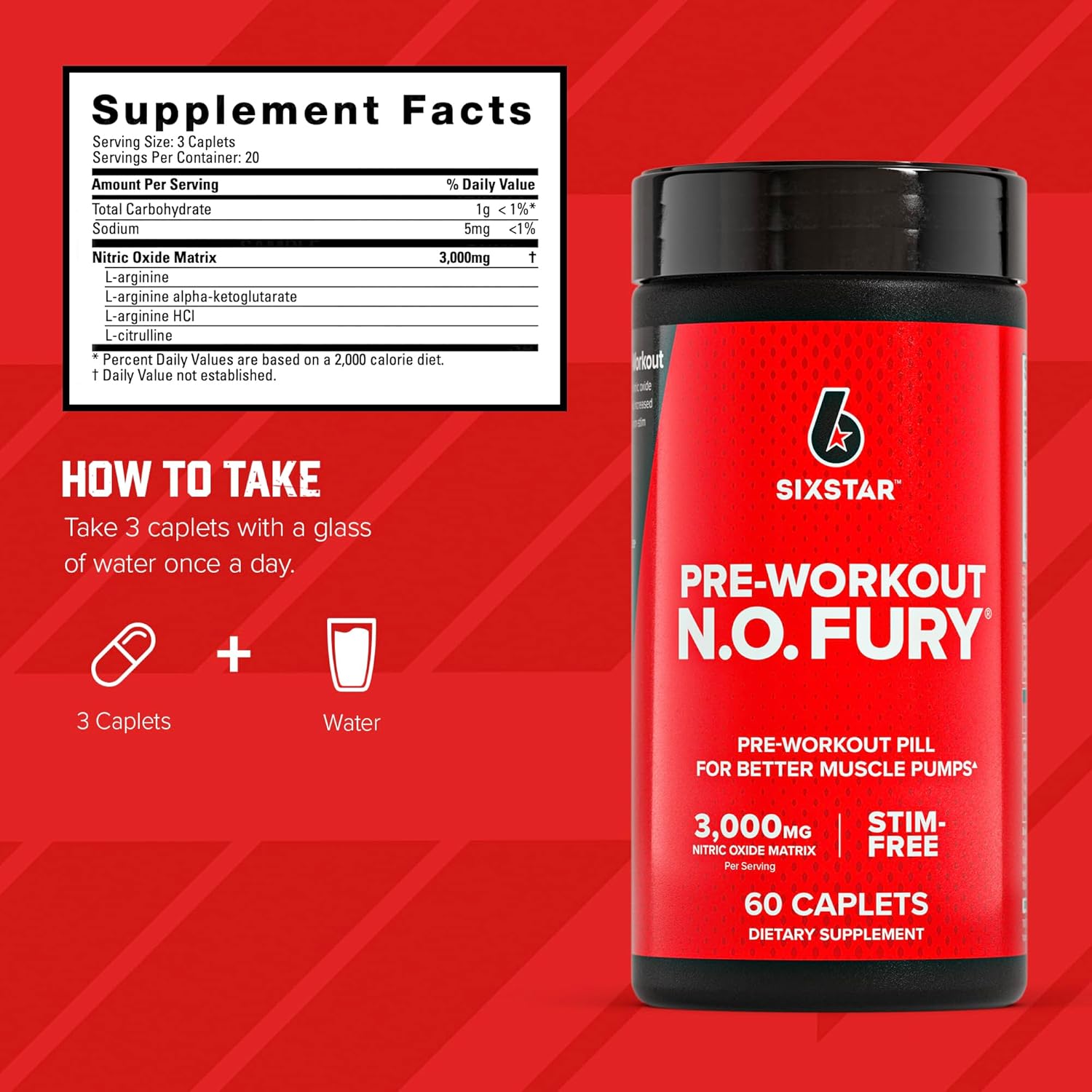 Nitric Oxide Booster Pills for Men & Women - Muscle Pump Pre Workout Supplement (60 Count) - Sports Nutrition for Muscle Building & Energy Boost
